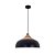 Pendente Ícone Redondo Preto Fosco Madeira Altura Regulável Bivolt Ø45cm E-27 Eletrônica Munclair 4617 Cozinhas e Salas - Imagem 1