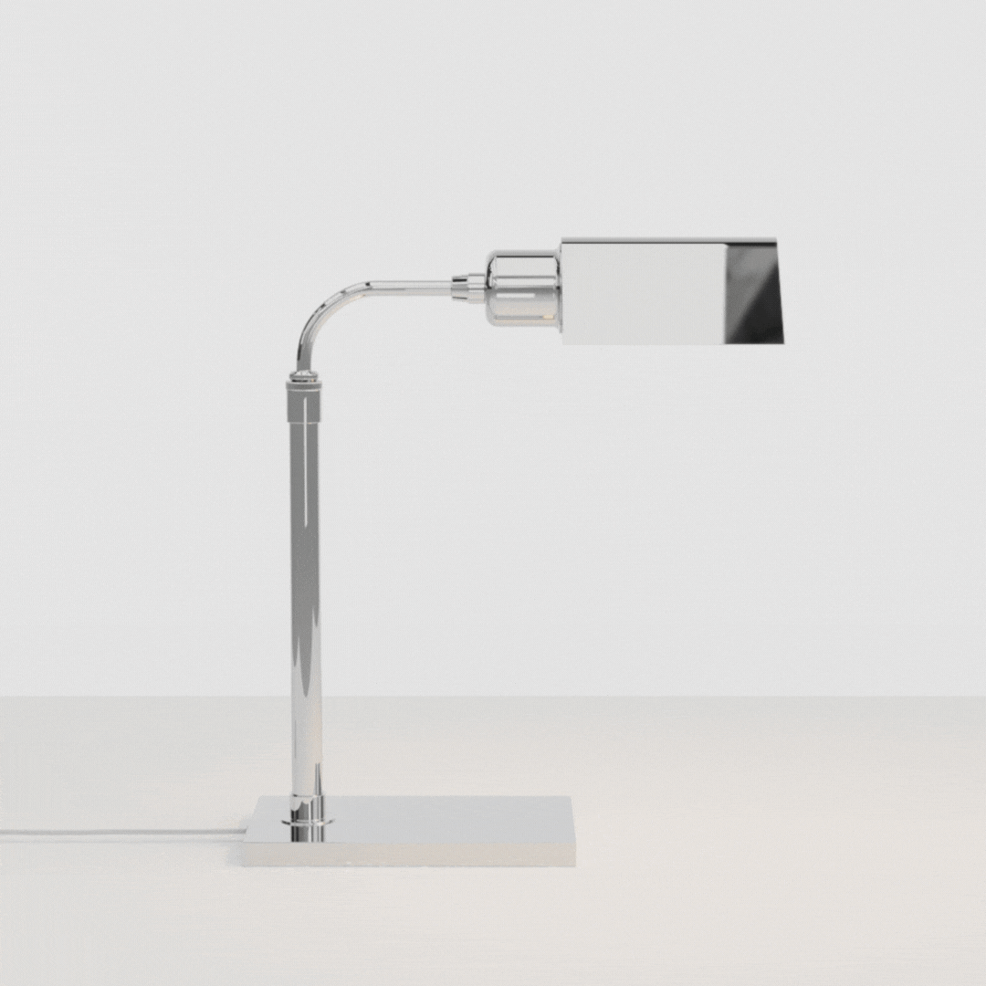 Luminária de Mesa Golden Art Vittoria Telescópica em Latão com Base Retangular e Lâmpada E27 Altura Ajustável 40–46cm M205LT - Imagem 2