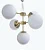 Lustre Balls com 5 Globos Ø 20cm em 2 Andares em Latão e Soquetes E27 – Golden Art Iluminação Decorativa  T2050-5LT - Imagem 1