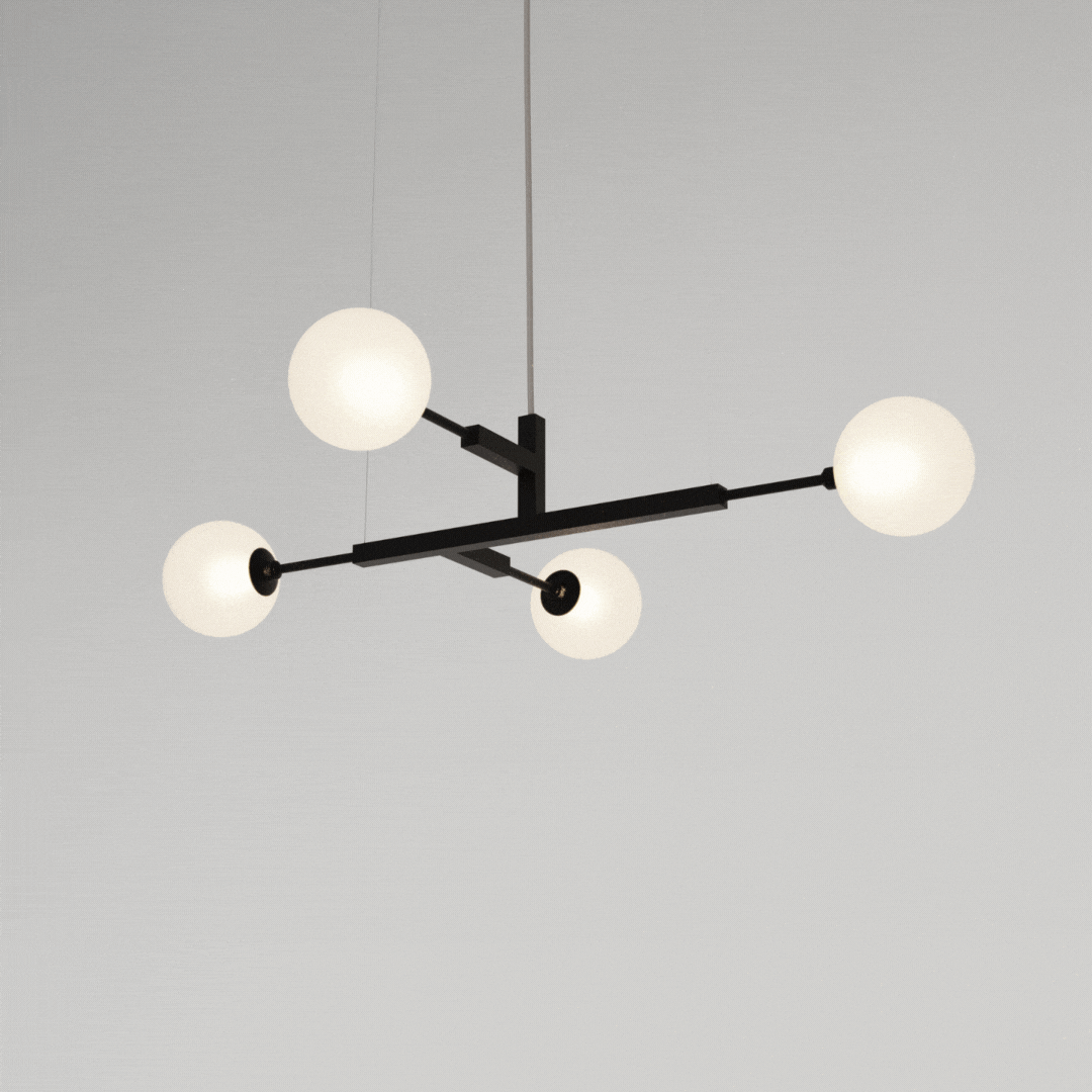 Lustre QUATTRO 70 Glass em Latão para Bolas de 15cm com 4 Soquetes E27 – Golden Art T4470VLT - Imagem 1