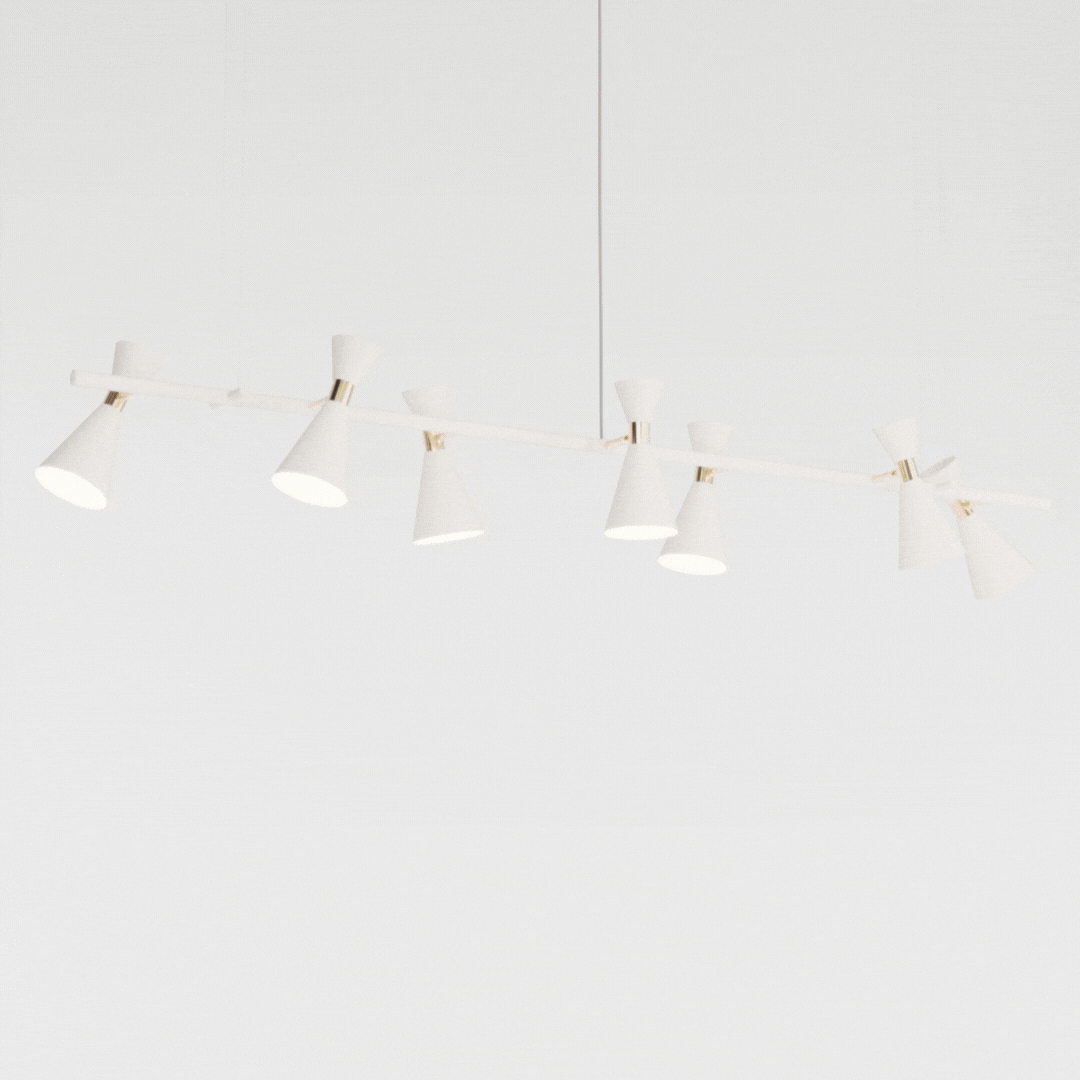 Pendente Picasso Linear 170cm com 7 Cones e Soquetes E27 em Pintura – Golden Art Iluminação Decorativa T1071-7PI - Imagem 5