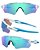 Óculos de Sol Oakley Radar Ev Espelhado Azul Armação Branco Lançamento Masculino - Imagem 1