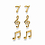 Trio de brincos notas musicais folheado a ouro 18k - Imagem 1