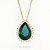 Colar com pingente de gota verde rodeado de zircônias folheado em ouro 18k - Imagem 1