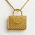 Colar com pingente em formato de bolsa folheado em ouro 18k - Imagem 3