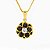 Colar Flor Elegante com Pedras Pretas Banhado a Ouro 18k - Imagem 1