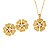 Conjunto Colar e Brincos Flor Dourada com Cristal Banhado em Ouro 18k - Imagem 2