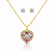 Conjunto Coração Luxo com Zircônias Coloridas Banhado em Ouro 18k - Imagem 1