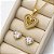 Conjunto Coração com Laço Banhado a Ouro 18k - Imagem 1