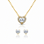Conjunto Coração Cristal Banhado em Ouro 18k - Imagem 1