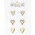 Kit 3 Pares de Brincos Coração Banho de Ouro 18k - Imagem 1