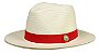 Chapéu Panamá Aba Média 7cm Palha Shantung Faixa Vermelha - Coleção Clássico - Imagem 1