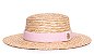 Chapéu Palheta Aba Média Palha de Trigo Dourada Faixa Rosa Claro - Coleção Elástica - Imagem 1