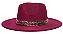 Chapéu Fedora Vinho Aba Grande Reta 8cm Faixa Double Dourada II - Coleção Dupla Metalizada - Imagem 1