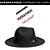 Kit Chapéu Fedora Feltro Preto Aba Media Faixa Preta Coleção Clássica + 3 Faixas Corrente - Imagem 1