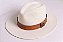 Chapéu Panamá Palha Rígida Creme Aba Média 7cm Faixa Caramelo - Coleção Couro - Imagem 3