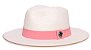 Chapéu Panamá Palha Rígida Creme Aba Média 7cm Faixa Rosa- Coleção Suede - Imagem 1