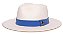 Chapéu Panamá Palha Rígida Creme Aba Média 7cm Faixa Azul Royal- Coleção Suede - Imagem 1