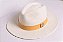 Chapéu Panamá Palha Rígida Creme Aba Média 7cm Faixa Amarelo Pastel- Coleção Couro - Imagem 3