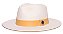 Chapéu Panamá Palha Rígida Creme Aba Média 7cm Faixa Amarelo Pastel- Coleção Couro - Imagem 1