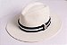 Chapéu Panamá Palha Rígida Creme Aba Média 7cm Faixa Preta Listra Branca - Coleção Stripes - Imagem 3