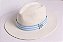 Chapéu Panamá Palha Rígida Creme Aba Média 7cm Faixa Azul Claro Listras Brancas - Coleção Stripes - Imagem 3