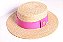 Chapéu Palheta Aba Média Palha Dourada Faixa Rosa Pink - Coleção Elástica Larga - Imagem 3