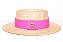 Chapéu Palheta Aba Média Palha Dourada Faixa Rosa Pink - Coleção Elástica Larga - Imagem 2