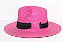 Chapéu Fedora Palha Sintética Rosa Com Ilho Aba 8cm Faixa Preta - Coleção Elástica - Imagem 2