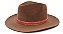 Chapéu Fedora Aba Grande 8cm Veludo Caramelo Faixa Rosé - Coleção Carre - Imagem 1
