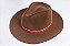 Chapéu Fedora Aba Grande 8cm Veludo Caramelo Faixa Rosé - Coleção Carre - Imagem 3