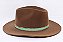 Chapéu Fedora Aba Grande 8cm Veludo Caramelo Faixa Verde Água - Coleção Carre - Imagem 2