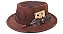 Chapéu Pork Pie Feltro Caramelo Aba Média Caveira High Custom XII - Imagem 1