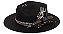 Chapéu Fedora Palha Lona Preto Aba Média Faixa Preta High Custom XVII - Imagem 1
