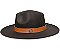 Chapéu Fedora Aba Grande 8cm Feltro Preto Faixa Caramelo - Coleção Couro - Imagem 2