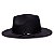 Chapéu Fedora Preto Aba Reta 7cm Feltro Couro V Preto - Imagem 3