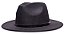 Chapéu Preto Fedora Aba Reta 7Cm Couro Duo Preto - Imagem 1