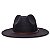 Chapéu Fedora Preto Aba Reta 7cm Feltro Faixa Couro Duo Marrom - Imagem 3