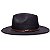 Chapéu Fedora Preto Aba Reta 7cm Feltro Faixa Couro Duo Marrom - Imagem 2