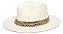 Chapéu Fedora Palha Rígida Creme Aba Média 7cm Dupla Metalizada - Coleção Metalizada - Imagem 1