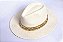 Chapéu Fedora Palha Rígida Creme Aba Média 7cm Dupla Metalizada - Coleção Metalizada - Imagem 3