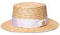Chapéu Palha Dourada Aba Curta 5cm Faixa Branca - Coleção Gorgurão - Imagem 1