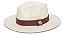 Chapéu Panamá Palha Rígida Creme Aba Média 7cm Faixa Caramelo - Coleção Macrame - Imagem 1