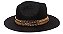 Chapéu Fedora Palha Rígida Preto Aba Média 7cm Dupla Metalizada - Coleção Metalizada - Imagem 1