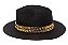 Chapéu Fedora Palha Rígida Preto Aba Média 7cm Dupla Metalizada - Coleção Metalizada - Imagem 2