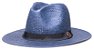 Chapéu Panamá Palha Shantung Azul Marinho Aba Reta 7cm Faixa Preta - Coleção Clássico - Imagem 1