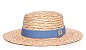 Chapéu Palheta Palha Dourada Aba Média 7cm Faixa Azul - Coleção Elástica - Imagem 1