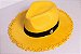 Chapéu Panamá Palha Shantung Destroyed Amarelo Aba Média 7cm Faixa Preta - Coleção Clássico - Imagem 3