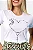T-shirt Nossa Senhora Terço Coração Com Aplicação De Pérolas Branca Terço Coração P - Imagem 1