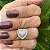COLAR CORAÇÃO CRAVEJADO COM MICRO ZIRCONIAS BRANCAS EM RODIO BRANCO. - Imagem 1
